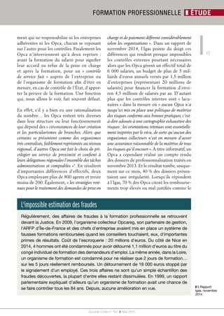 17
Société Civile n° 157  ❚ Mai 2015
FORMATION PROFESSIONNELLE ❚ ÉTUDE
❚❚ 5 Rapport
Igas, novembre
2014
L'impossible estim...