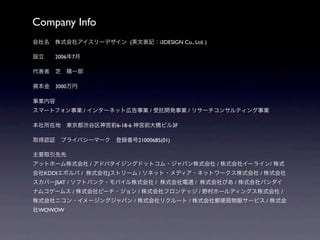 Company Info
?ʽ祢`ǥ (Ӣıӛi3DESIGN Co., Ltd. )

O??20067

?֥?һ?

Y?3000?

I?
ީ`ȥեI / 󥿩`ͥåȎڸI / Ӛ_kI / ꥵ`󥵥ƥI

ڵ?|imǰ6-18-6 mǰӥ3F?

ȡJ^?ץ饤Х`ީ`?h21000685(01)?

Ҫȡ?
åȥ۩`ʽ / ɥХ󥰥ɥåȥ?ѥʽ / ʽ祤`饤/ ʽ
KDDIܥ / ʽJȥ` / ͥå?ǥ?ͥåȥ`ʽ / ʽ
ѩ`JSAT / եȥХ?Хʽ / ʽͨ / ʽԤ / ʽХ
ʥॳ`ॹ / ʽԩ`? / ʽեƥå / Ұ۩`ǥ󥰥ʽ /
ʽ˥?`󥰥ѥ / ʽꥯ` / ʽ]؜`ӥ / ʽ
WOWOW
 