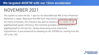 We targeted 40GF/W with our 12nm accelerator
 