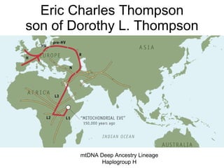 Eric Charles Thompson son of Dorothy L. Thompson mtDNA Deep Ancestry Lineage Haplogroup H 