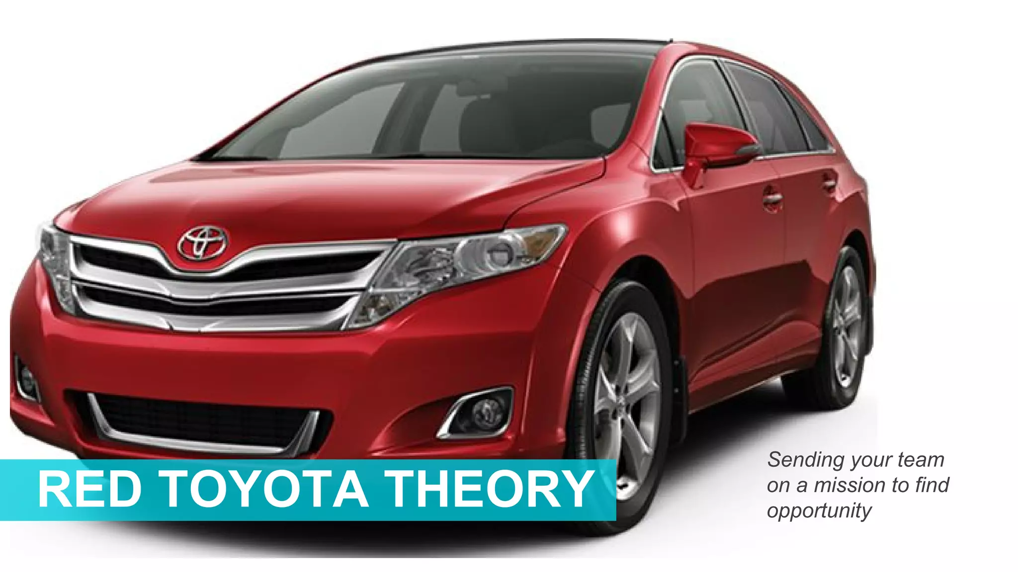 RED TOYOTA THEORY
Sending your team
on a mission to find
opportunity
 