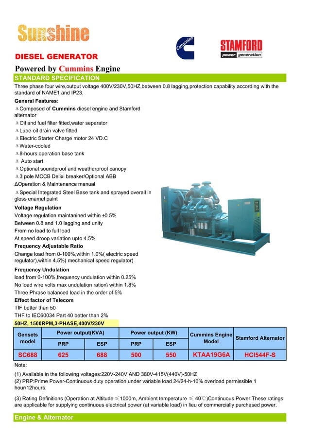 Sc688 cummins data sheet
