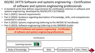 Overview of ISO/IEC/JTC1 SC7/WG20: Certification of software and ...