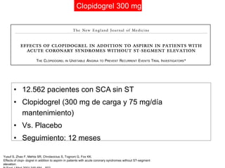 Clopidogrel 300 mg




       Muerte cardiovascular, IM no fatal ó ECV:                                                   ...