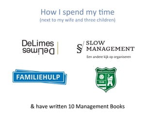 DeLimesDeLimes
How	I	spend	my	Hme	
(next	to	my	wife	and	three	children)	
&	have	wriPen	10	Management	Books	
 