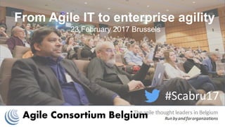 Agile Consortium Belgium
#Scabru17
From Agile IT to enterprise agility
23 February 2017 Brussels
 