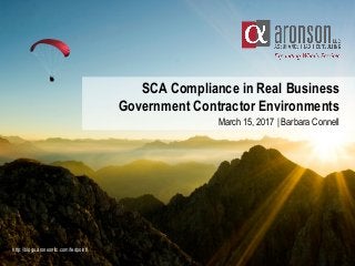 SCA Compliance in Real Business
Government Contractor Environments
March 15, 2017 | Barbara Connell
http://blogs.aronsonllc.com/fedpoint/
 