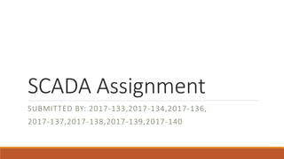 SCADA Assignment
SUBMITTED BY: 2017-133,2017-134,2017-136,
2017-137,2017-138,2017-139,2017-140
 