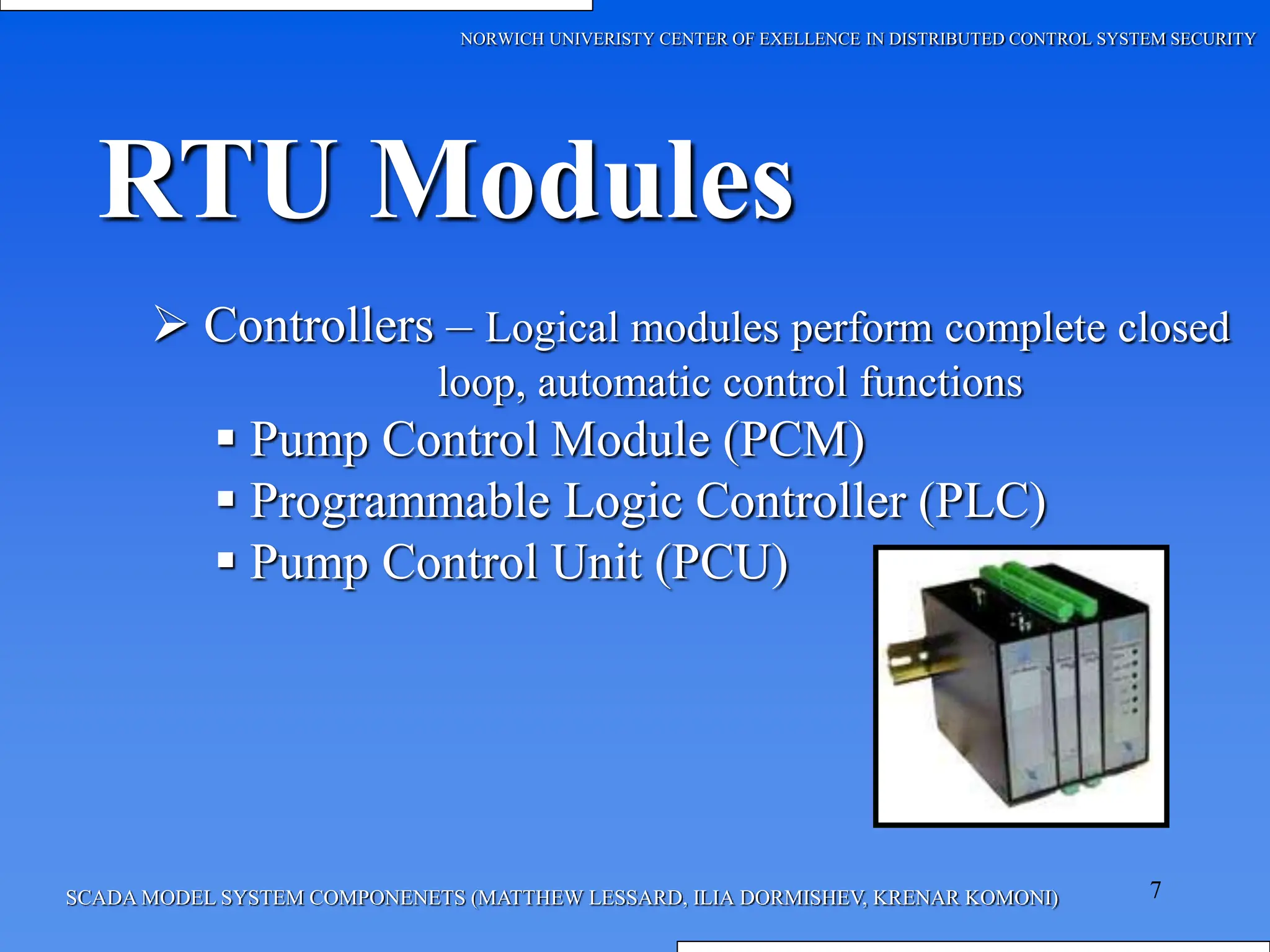 SCADA Model System Components PLC RTU Protocols | PPT