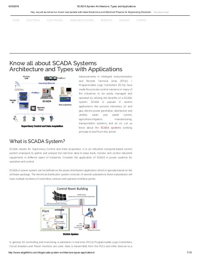 Scada System Architecture Components Types Its Applications Images
