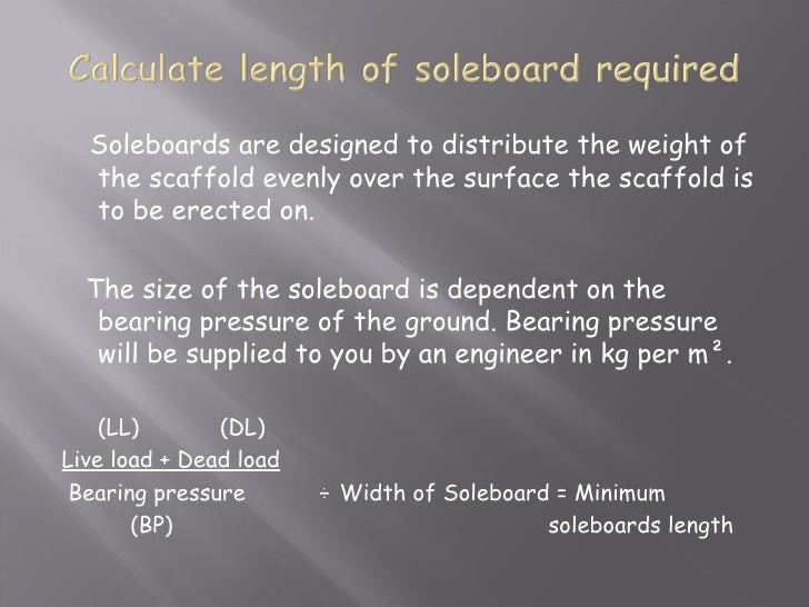 Scaffold classes and duties (cals)