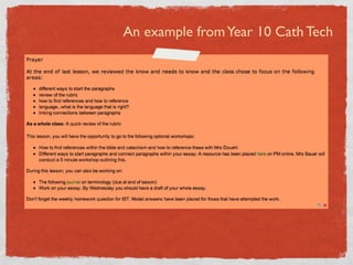 An example from Year 10 Cath Tech