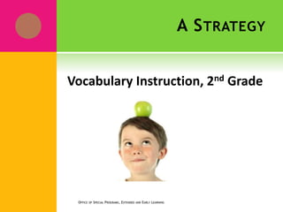 A STRATEGY
Vocabulary Instruction, 2nd Grade
OFFICE OF SPECIAL PROGRAMS, EXTENDED AND EARLY LEARNING
 