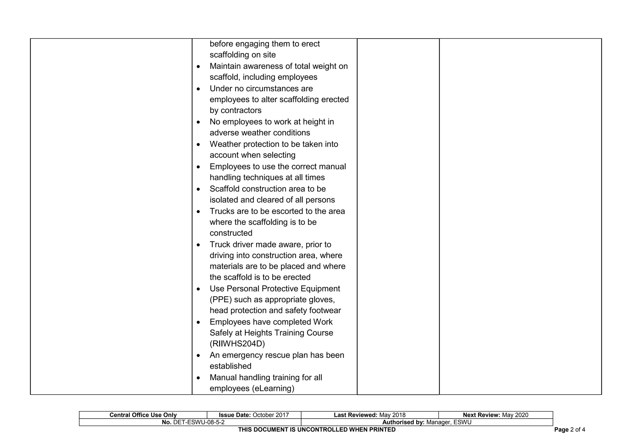 Scaffolding Risk Profile Example Scaffolding hazardous identification risk assessment | PDF