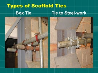 Types of Scaffold Ties
Box Tie Tie to Steel-work
 