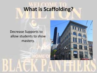 What is Scaffolding?


Decrease Supports to
allow students to show
        mastery.
 