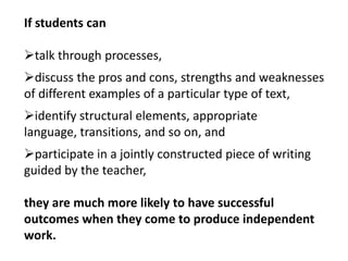  What do the students need to understand in order to successfully engage with a text?