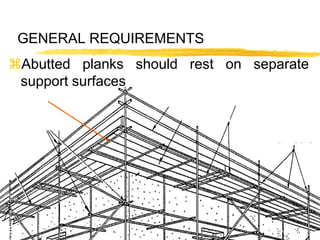 15
GENERAL REQUIREMENTS
Abutted planks should rest on separate
support surfaces
 