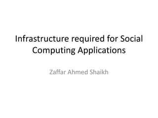 Infrastructure required for Social Computing Applications Zaffar Ahmed Shaikh 