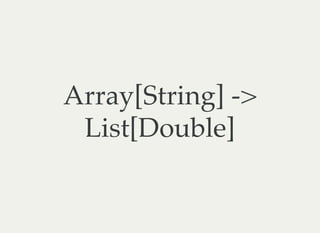 Array[String] ->
List[Double]
 