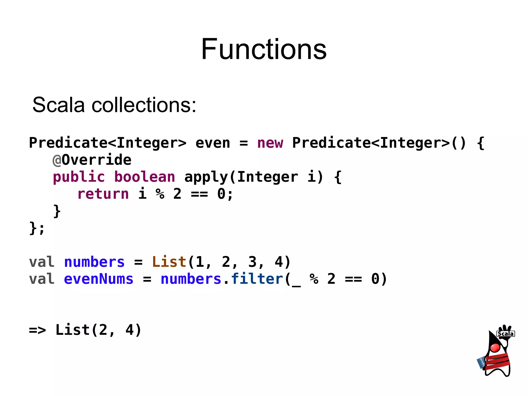 Methods def   sum ( a :  Int ,  b :  Int ) =  a   +   b 