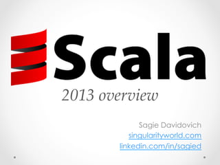 2013  overview	
              Sagie Davidovich
           singularityworld.com
        linkedin.com/in/sagied
 