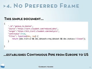 >4. No Preferred Frame
This simple document...




...establishes Continuous Pipe from Europe to US


                    Cloudant, 9-26-2012            25
 