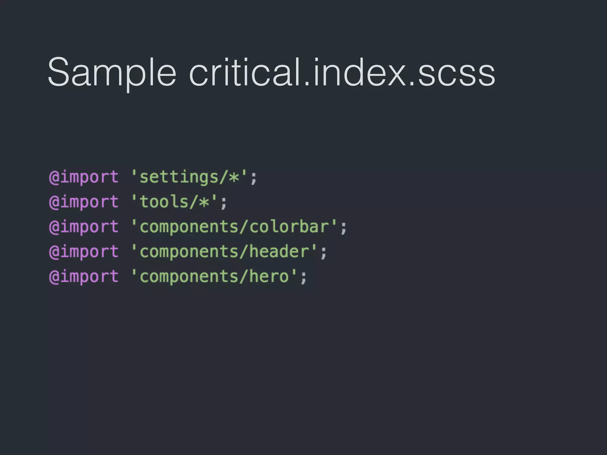Temptation to target tags
.c-my-list li {
[item styles]
}
<ul>
<li>
<div class=”c-some-component-with-a-list”>
<ul>
<li>another list!</li>
<li>
and now you need to override
.c-my-list li with stronger selector...</li>
</ul>
</div>
</li>
</ul>
 
