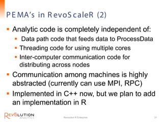 P E MA’s in R evoS c aleR (2)               Revolution Confidential




 Analytic code is completely independent of:
   ...