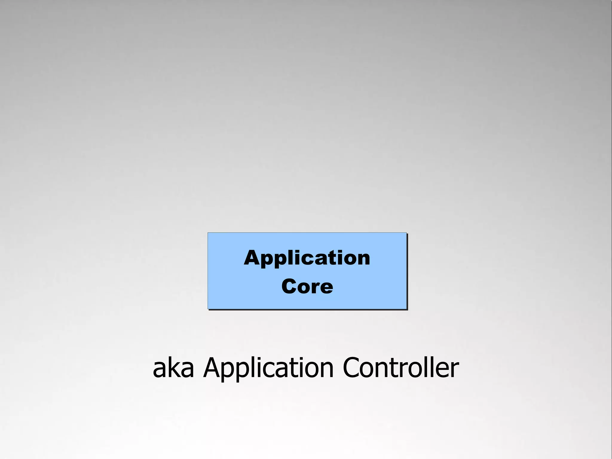 Application
          Core



aka Application Controller
 