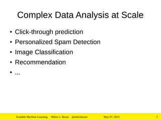 Scalability Issue Machine Learning Scalable Machine Learning | PDF
