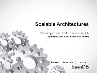 Scalable Architectures
Enterprise Solutions withEnterprise Solutions with
opensource and free softwareopensource and free software
Roberto Gamarra [ icarus ]Roberto Gamarra [ icarus ]
IIcaruscarusDBDB
 