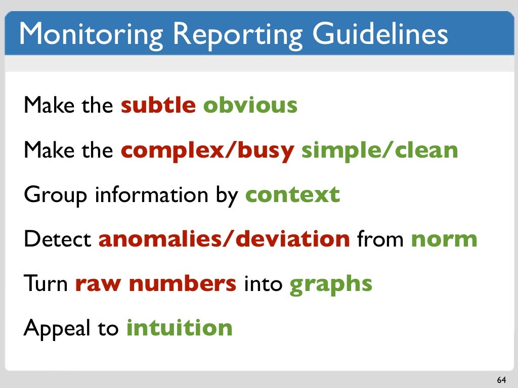 Monitoring Reporting GuidelinesMake the subtle
