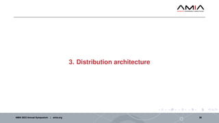 3. Distribution architecture
AMIA 2023 Annual Symposium | amia.org 26
 