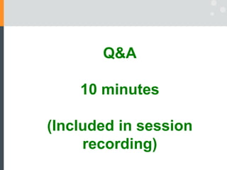 Q&A
10 minutes
(Included in session
recording)
 