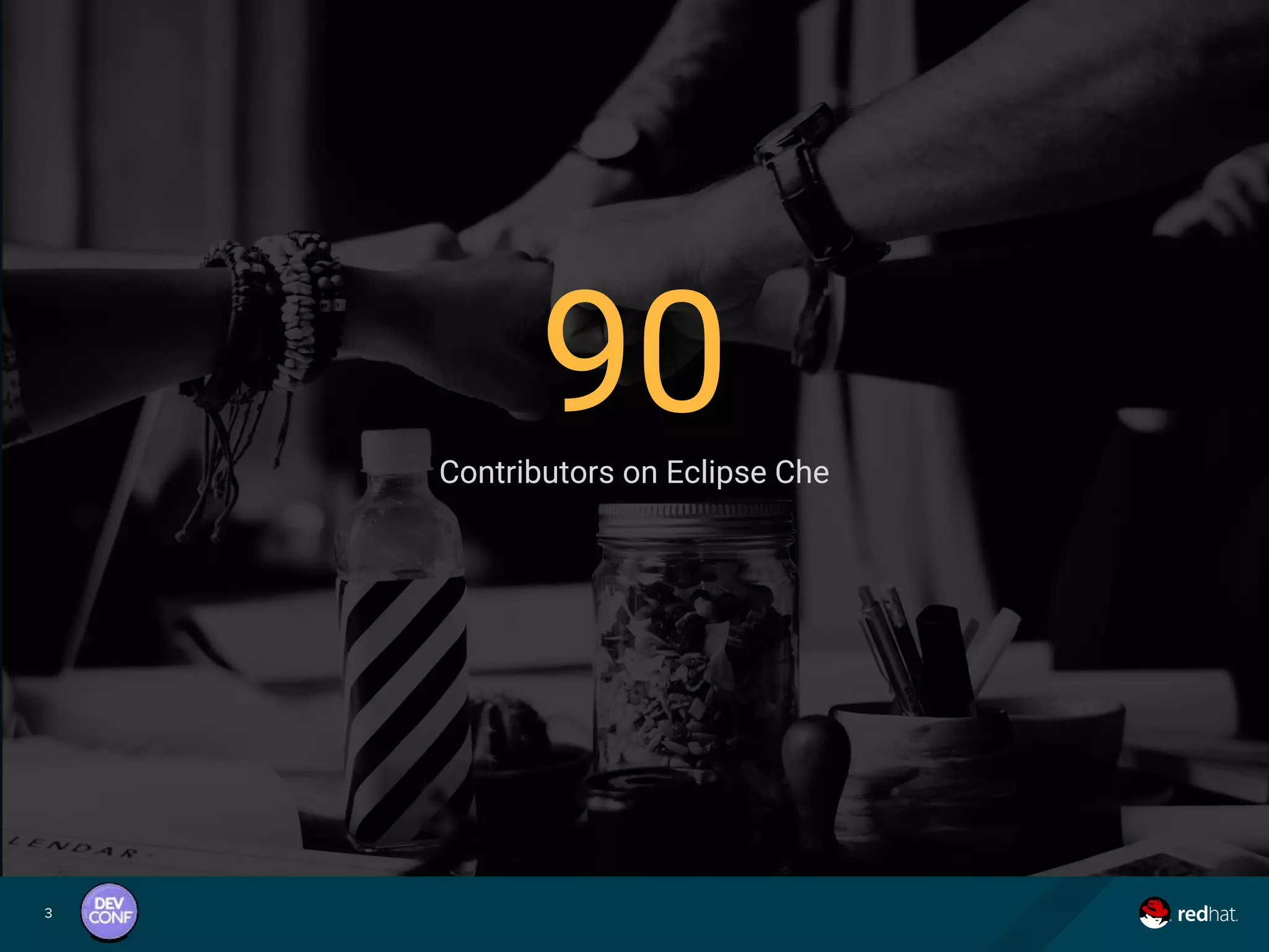 3
CLICK TO ADD TITLE90Contributors on Eclipse Che
 