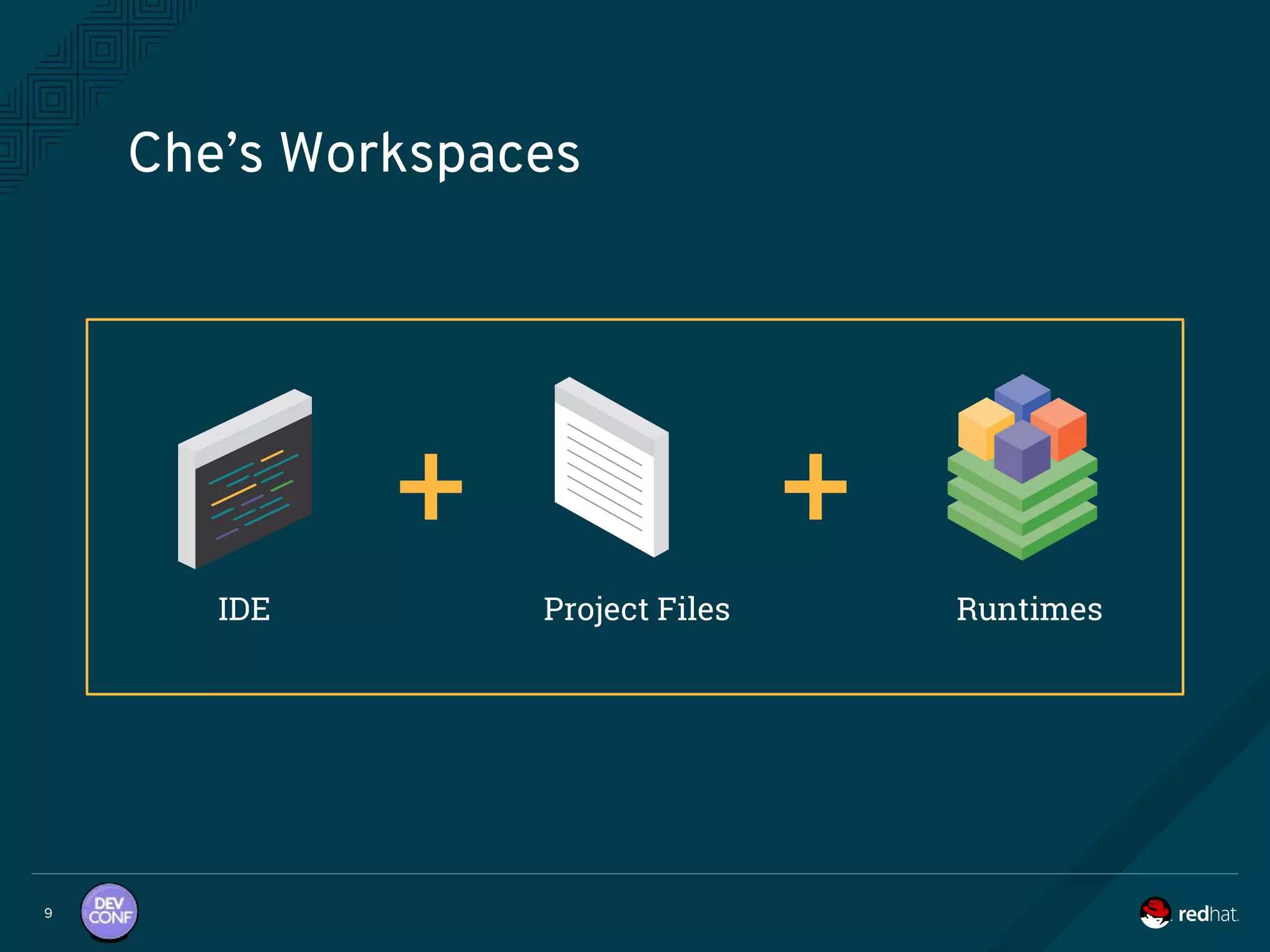 Che’s Workspaces
9
IDE RuntimesProject Files
 