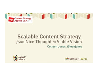 Colleen Jones, @leenjones
Scalable Content Strategy
from Nice Thought to Viable Vision
 