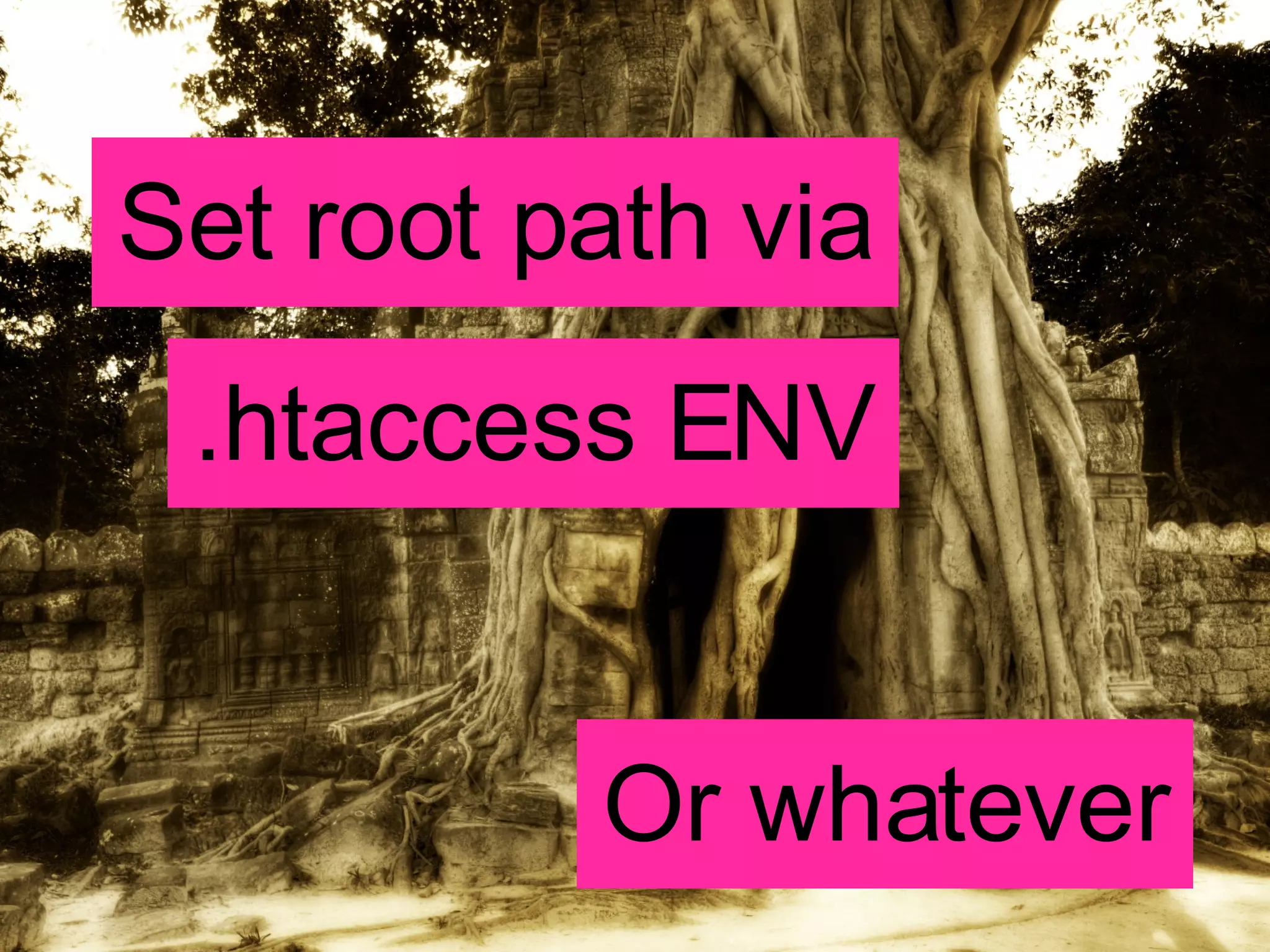 Set root path via .htaccess ENV Or whatever 