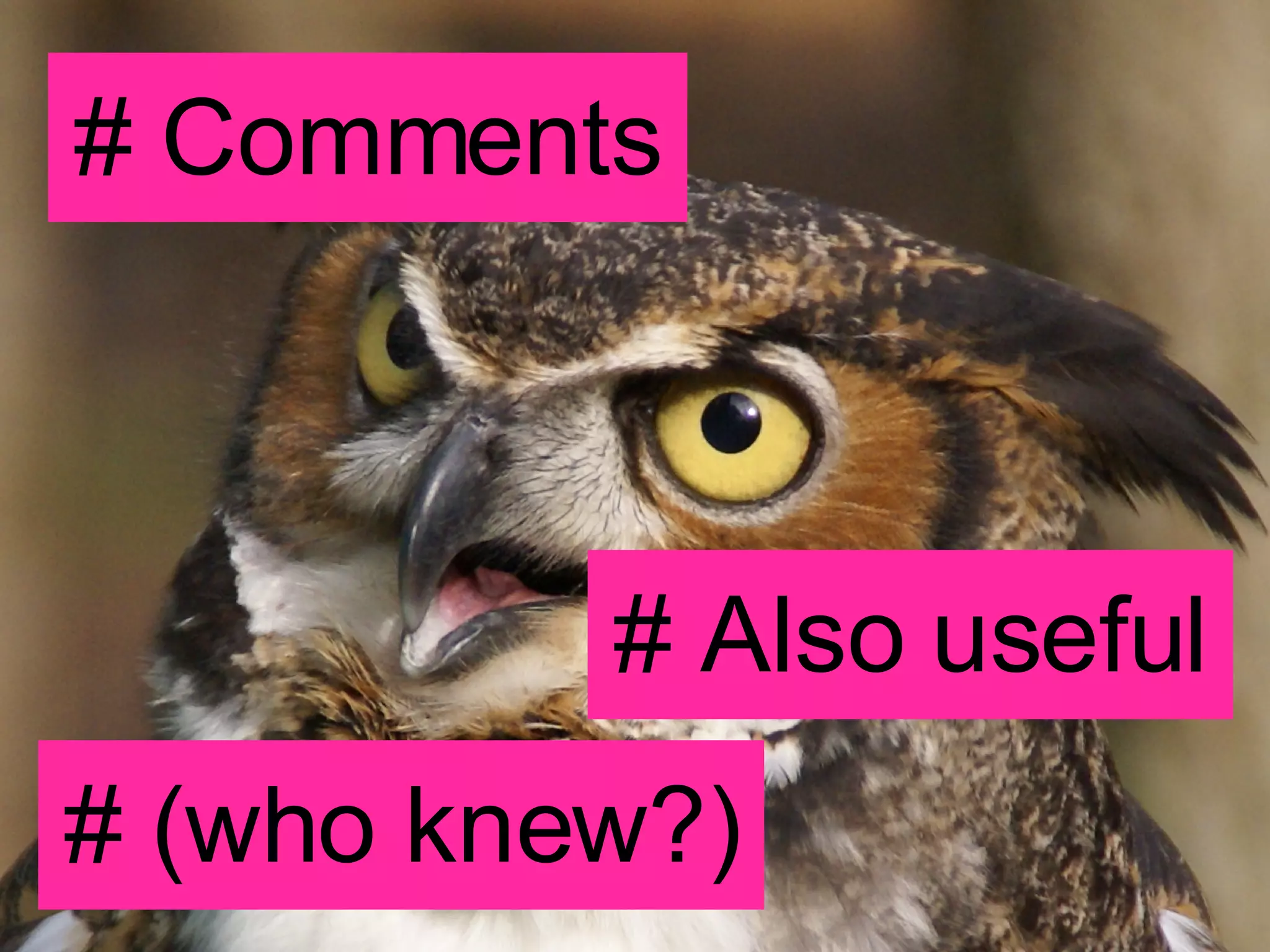 # Comments # Also useful # (who knew?) 