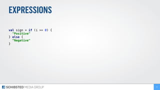 EXPRESSIONS
val sign = if (i >= 0) {
"Positive"
} else {
"Negative"
}
37
 