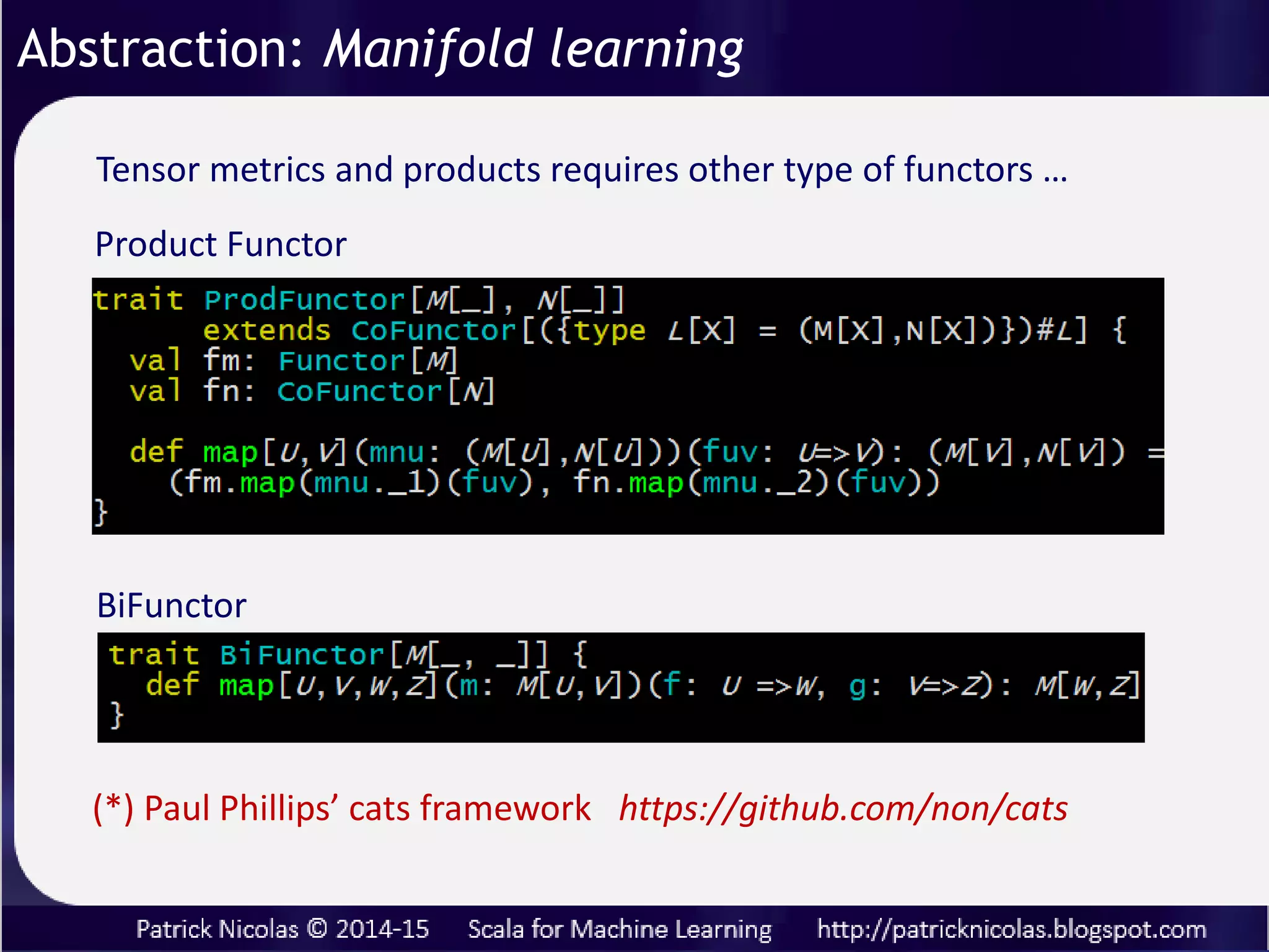 Our monad is ready for composing any kind of explicit kernels on
demand, using for-comprehension
Abstraction: Kernel functions composition
 