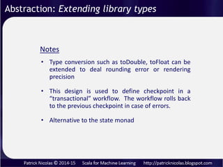 .. as applied to a normalization problem.
4 lines of Scala code to extend Try with Either concept.
Abstraction: Extending library types
 
