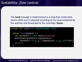 Watcher actor monitors messages queues report to collector with
Status message.
GetStatus message sent by the collector has no payload
Scalability: flow control
 