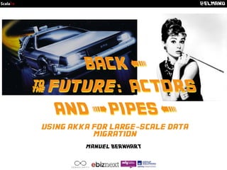 @ELMANU 
BACK < 
& future: ACTORS 
AND > PIPES < 
using akka for large-scale data 
migration 
manuel BERNHART 
 