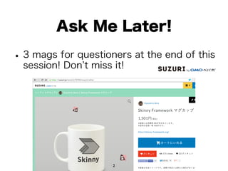 Ask Me Later! 
• 3 mags for questioners at the end of this 
session! Don’t miss it! 
2 
 