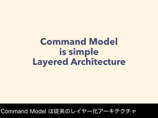 Command Model
is simple
Layered Architecture
Command Model は従来のレイヤー化アーキテクチャ
 