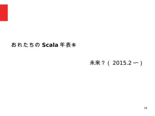 16
　
おれたちの Scala ⑥年表
未来？（ 2015.2 〜）
 