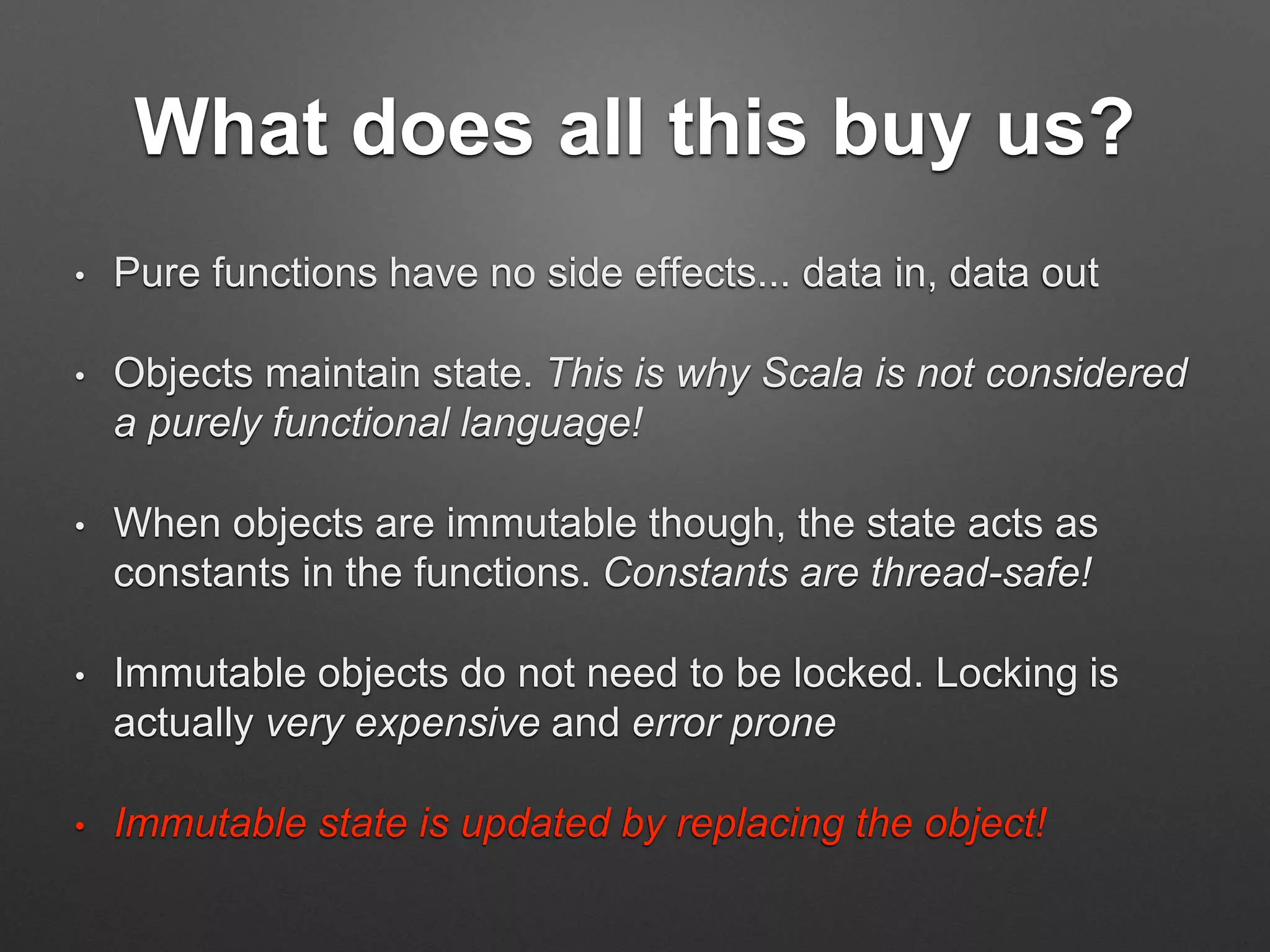 Standard Example
• Java "Bean" 
 
 
 
 
 
 
 
• Scala Case Class
 