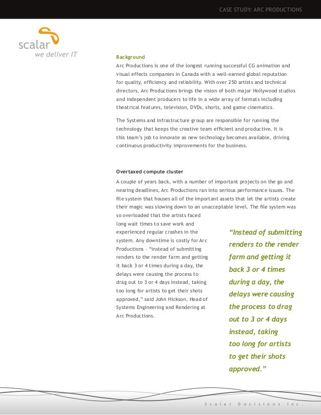 Arc Productions Reduces Storage System Workload Returning Performanc